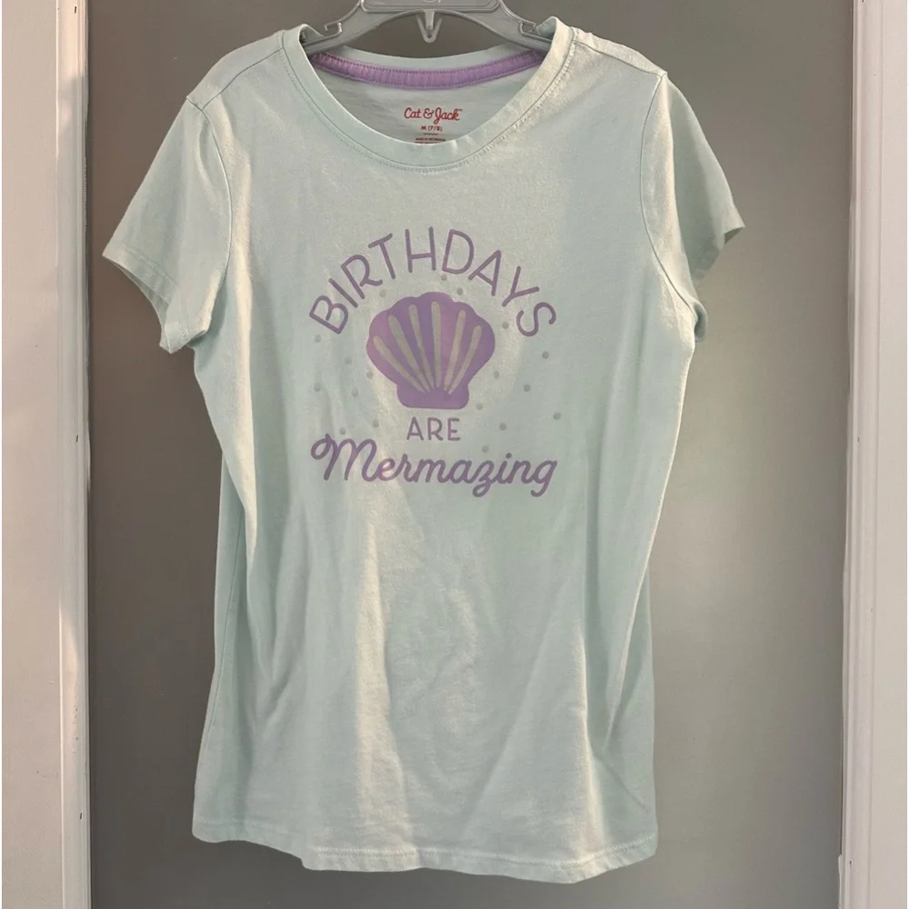 Cat & Jack “Birthdays are Mermazing” 2 piece outfit. Girls Medium 7/8